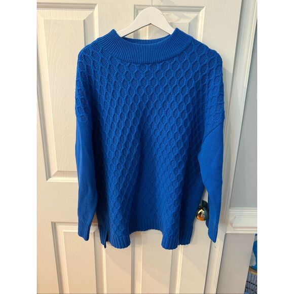 Talbots Royal Blue Textured Mock Neck Sweater sz 2X EUC - Picture 1 of 7